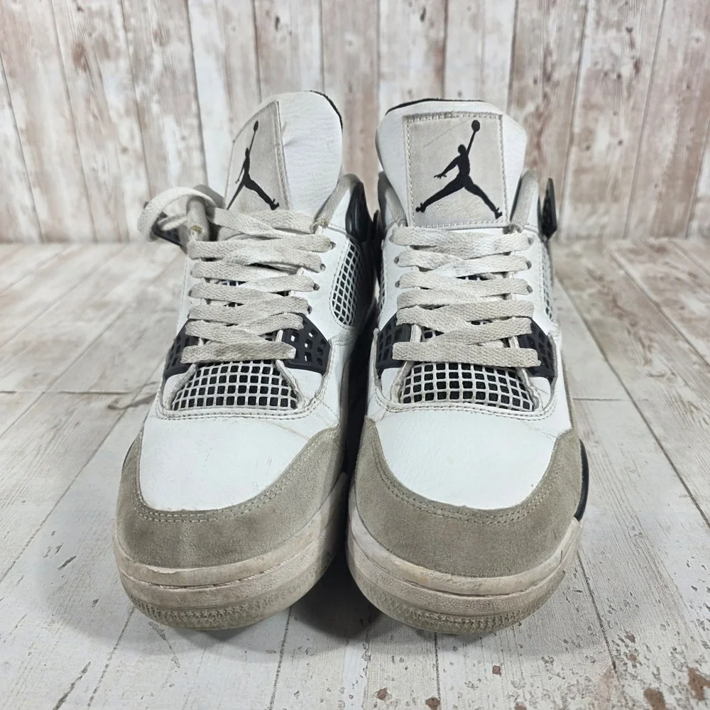 Jordan 4 Retro Military Black Kids Sneakers White Grey DH6927-111 Size 7Y